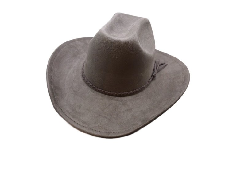 (image for) Cowboy hat Vegan Suede Elastic sweatband - Gray S/M