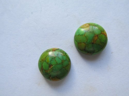 (image for) 14mm Green Mosaic Round Cabs (2pcs) #CAB-49