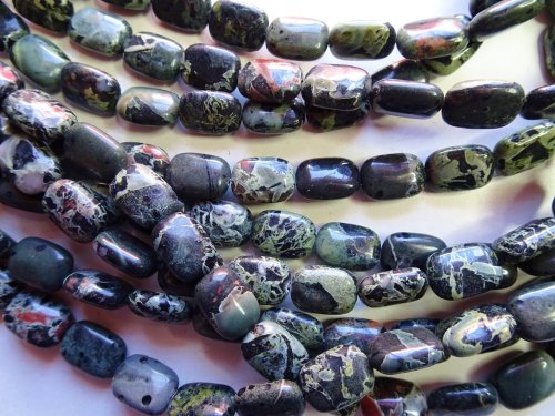 (image for) Grey green rectangle Jasper beads 10x14mm #1990