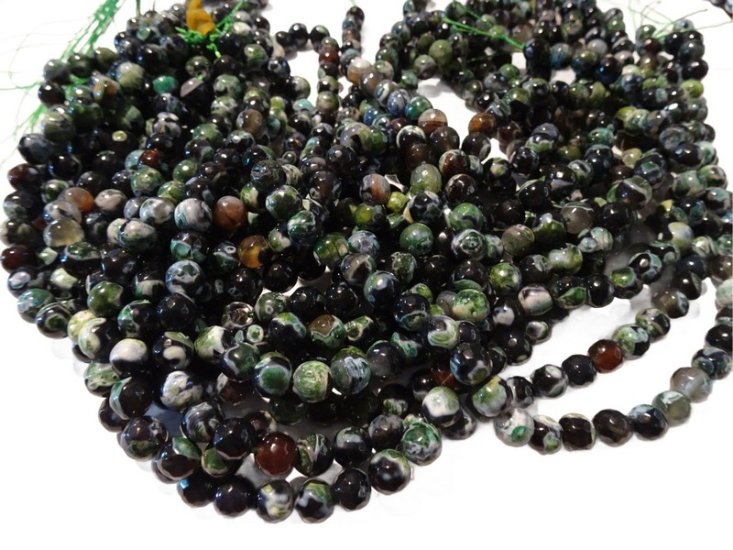 (image for) Black and Green Agate rounds 8mm #1995