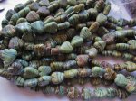 (image for) Green Brown heart ceramic beads 15mm #1925