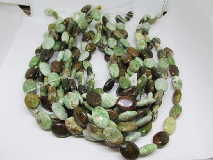 (image for) Green brown Jasper ovals 13x17mm #HU1428