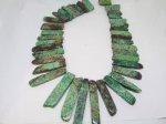 (image for) Green and Maroon Jasper stick beads graduated #1032-B