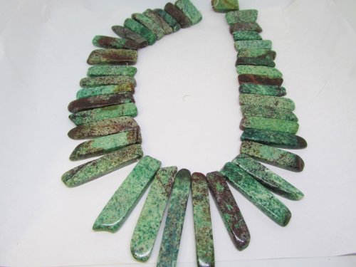 (image for) Green and Maroon Jasper stick beads graduated #1032-B