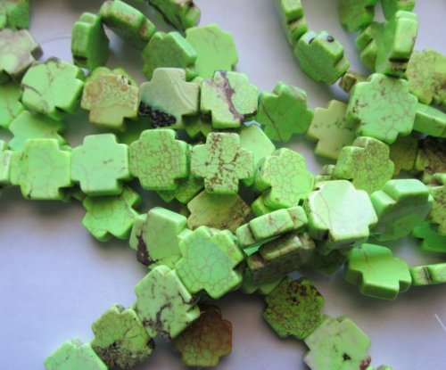 (image for) Lime Green Marbled Cross Beads #1763