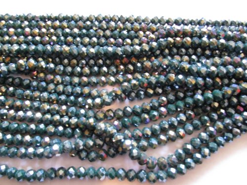(image for) Green rainbow rondelle crystals 6x8mm #1268