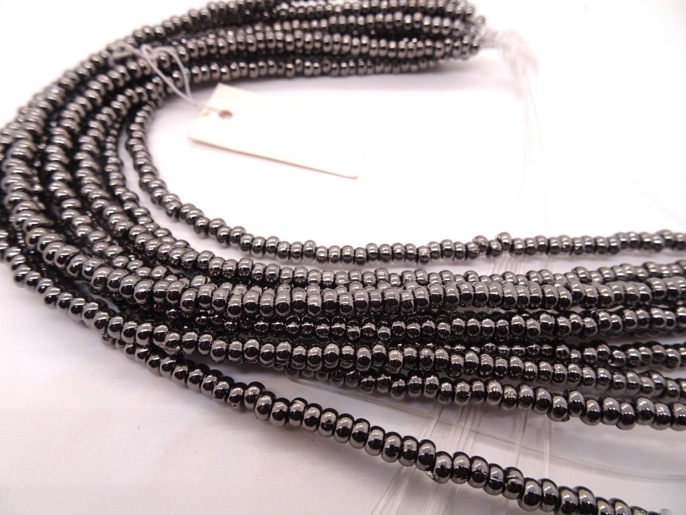 (image for) Gunmetal hematite rondelle beads 2x4mm #1254