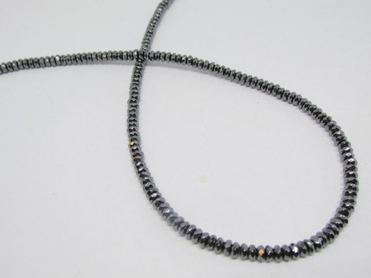 (image for) Silver gun metal Hematite rondel 2x4mm #1703-TU