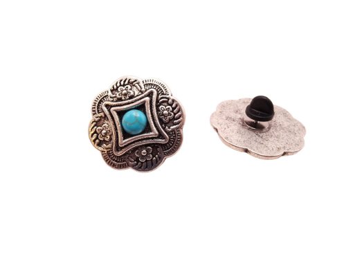 (image for) Flower HAT PIN faux Turquoise stone - HP-4