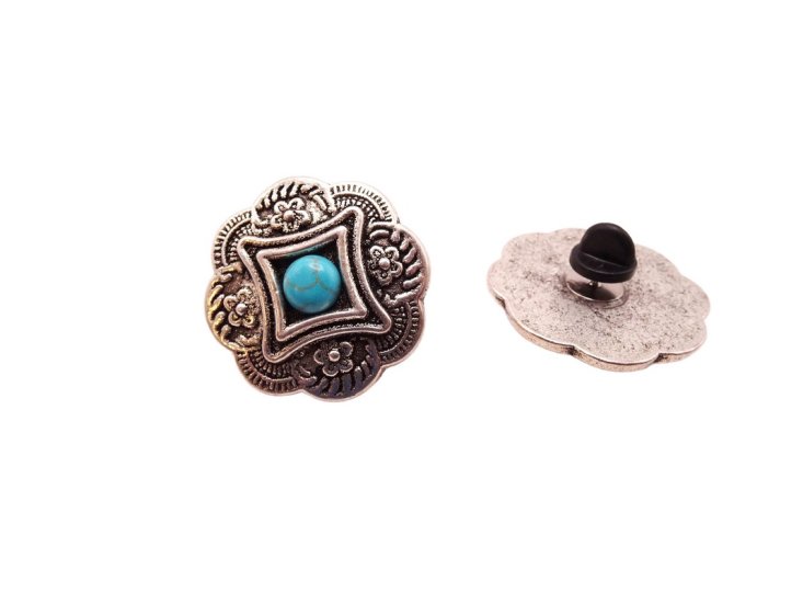 (image for) Flower HAT PIN faux Turquoise stone - HP-4