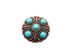 (image for) Antique silver round shield with Turquoise stones 45mm #HB-13