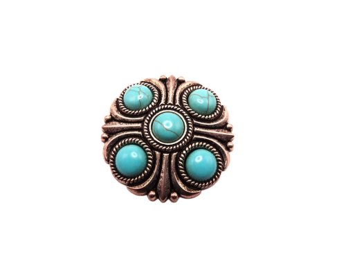 (image for) Antique silver round shield with Turquoise stones 45mm #HB-13