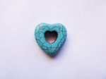 (image for) Turquoise heart pendant bead (1pcs) 25mm #CR-heart