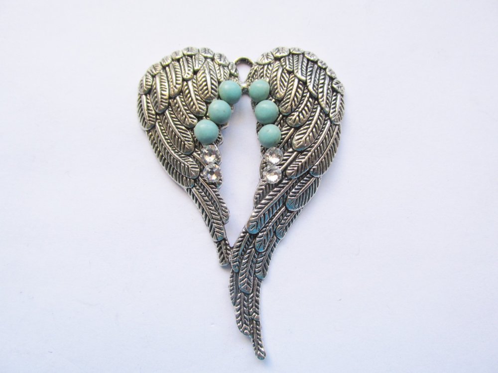 (image for) Heart wings with stones and crystals #RM-354