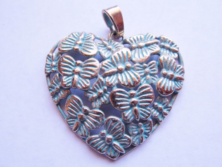 (image for) Heart pendant gold and turq patina #HU14-21