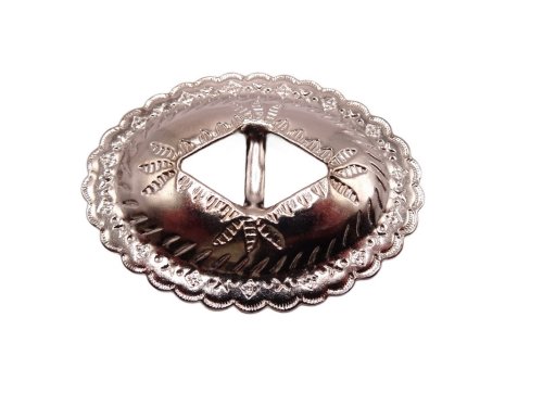 (image for) silver oval triangle slotted metal concho #HB-7