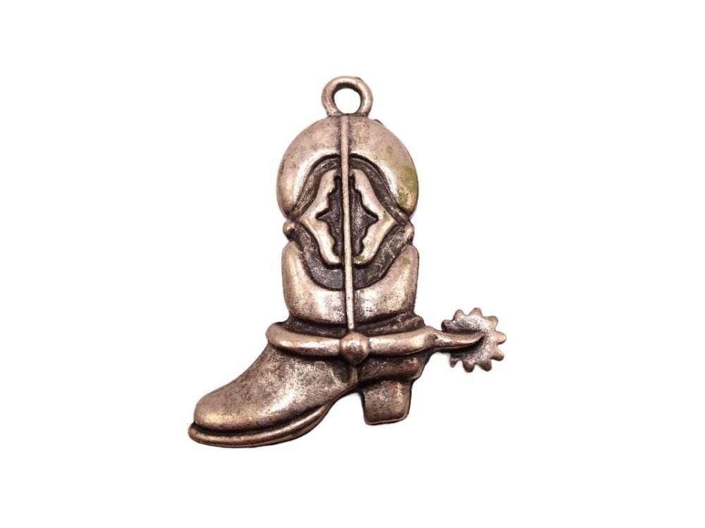 (image for) Cowboy boot jewelry pendant antique silver #rm-249b