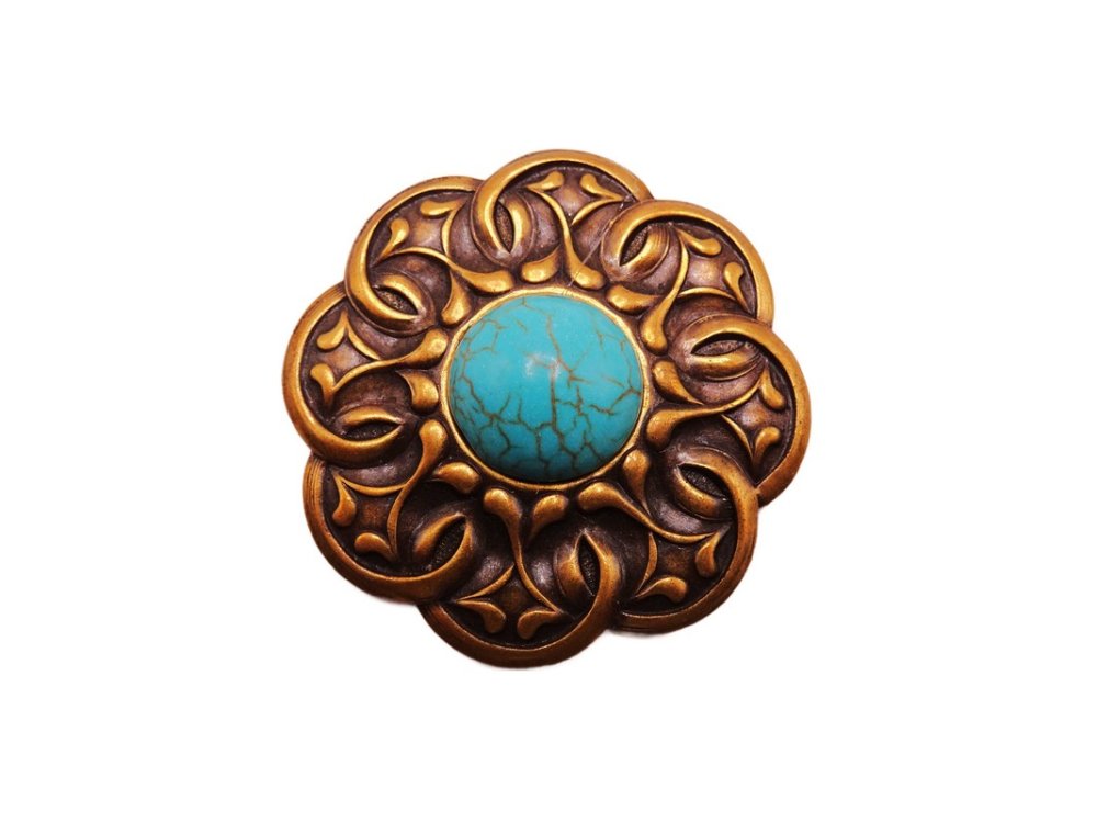 (image for) Antique bronze brass metal flower embellishment #HM-16