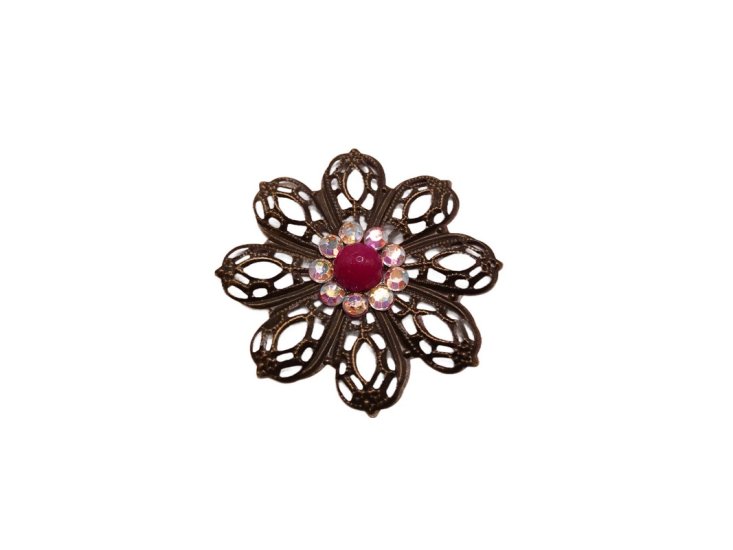 (image for) Bronze Medallion hat decorating decor Fushia 1 3/4" #HM-6