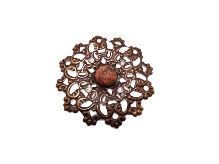 (image for) Antique Bronze filigree Flower embellishment #HM-8