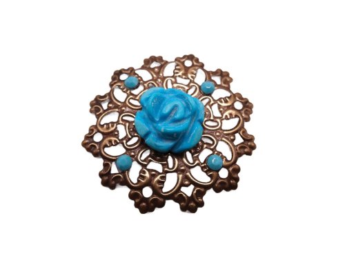 (image for) Antique Bronze filigree Flower embellishment #HM-10