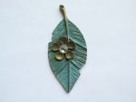 (image for) Bronze patina leaf pendant #HU14-43