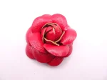 (image for) Faux leather rose 2 1/2" - Red