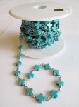 (image for) Bead chain - Turquoise Cross silver (1 ft) 8MM #BC-cross-silver