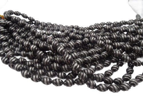 (image for) Silver Indian Pearl knot beads 14x9mm