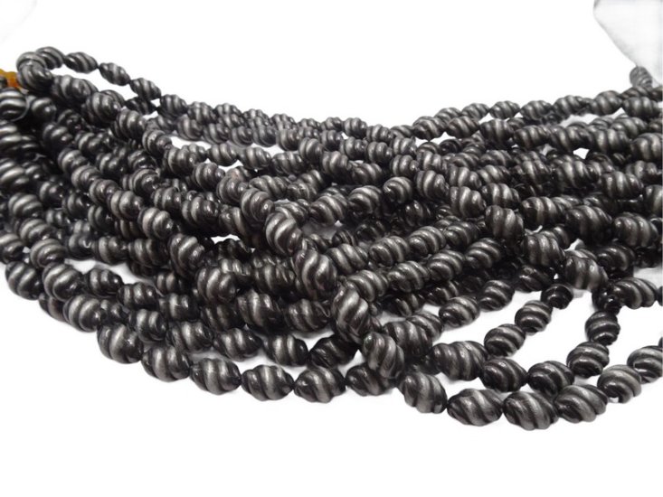 (image for) Silver Indian Pearl knot beads 14x9mm