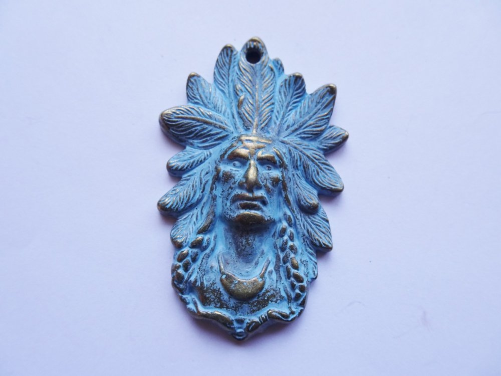 (image for) Indian patina metal jewelry pendant #MP64-P