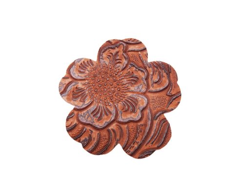 (image for) Faux leather (imitation) flower cut out - Khaki