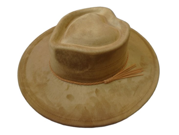 (image for) Heart shaped Vegan suede wide brim hat - Khaki Heart