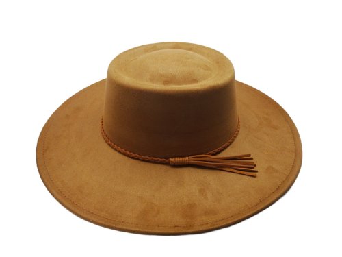 (image for) Round Top wide brim Vegan suede hat - KHAKI