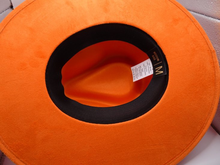Modal Additional Images for Mexico hard body flat brim fedora - Orange Medium