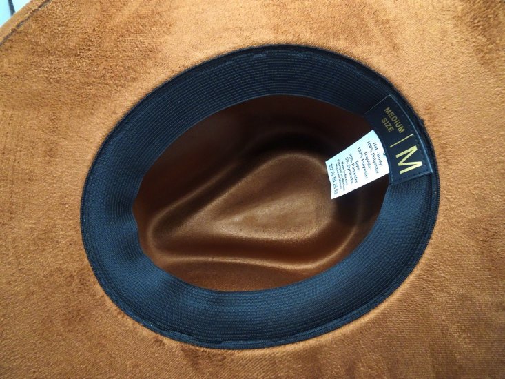 Modal Additional Images for Mexico hard body flat brim fedora - Tobacco Medium