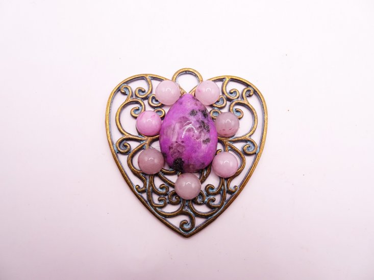 (image for) lavender and purple heart pendant #RM-136