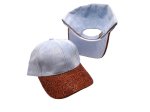 (image for) Faux leather Brim Vegan suede baseball cap - Light Blue/PU leather