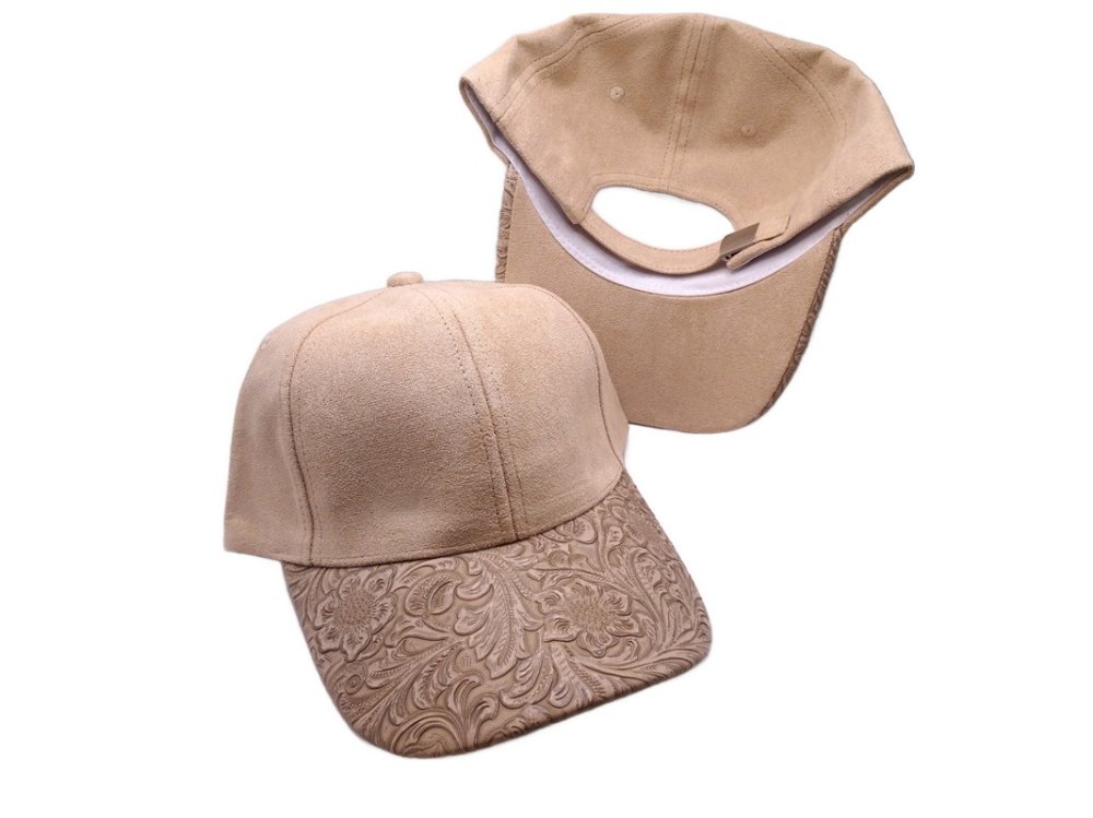 (image for) Faux leather Brim Vegan suede baseball cap - Beige