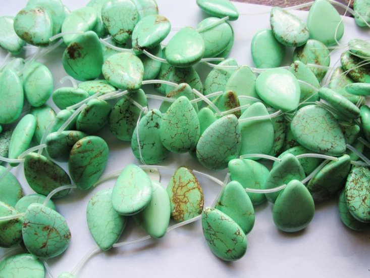 (image for) Lime Green teardrop side drilled beads #1856