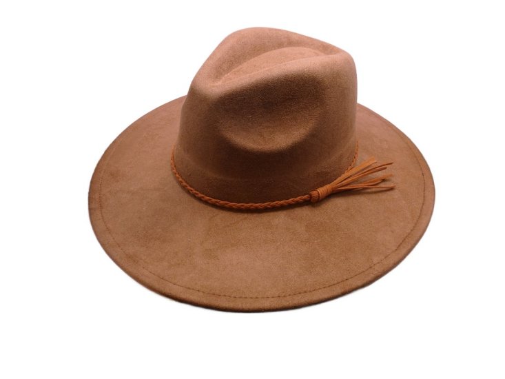 (image for) Vegan suede Wide brim hat - Medium Brown