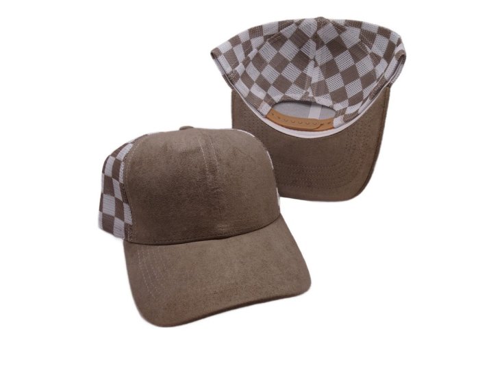 (image for) Checkered Mesh snap back cap- Med Brown