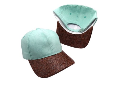 (image for) Faux leather Brim Vegan suede baseball cap - Mint/PU leather