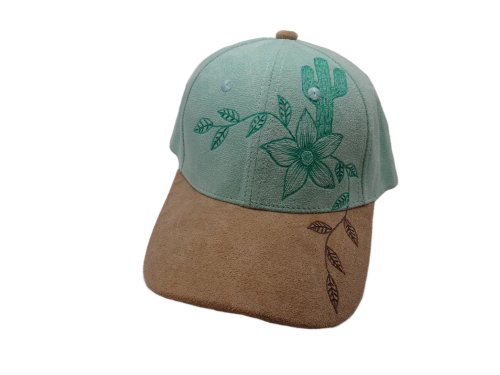 (image for) Mint Green/Tan two tone baseball cap hand burned