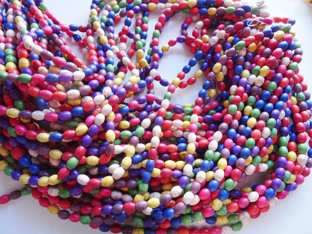 (image for) Multi colored small barrel beads 6x8mm #1963