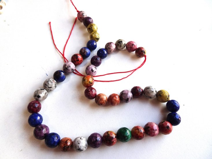 Bead Chain - Multi Muted Colors (1 ft) #Silver wire 6mm