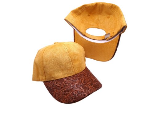(image for) Faux leather Brim Vegan suede baseball cap - Mustard/PU leather