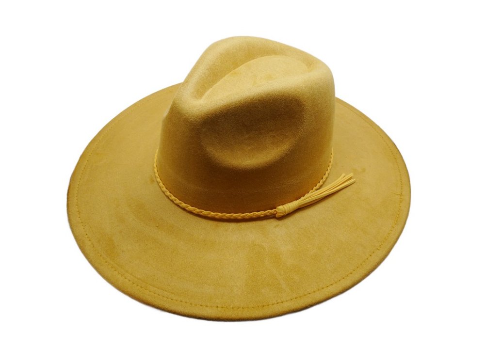 (image for) Vegan suede Wide brim hat ELASTIC BAND - Mustard Elastic