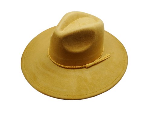 (image for) Vegan suede Wide brim hat ELASTIC BAND - Mustard Elastic