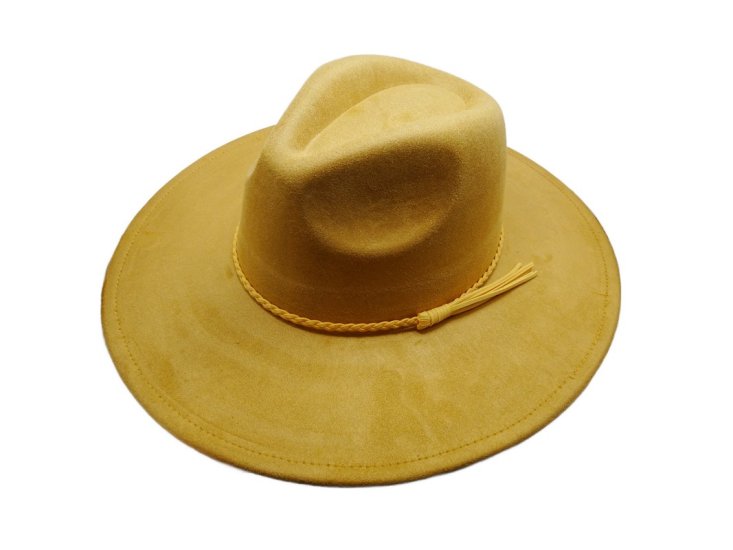 (image for) Vegan suede Wide brim hat ELASTIC BAND - Mustard Elastic
